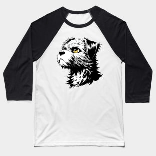 Stunning and Cool Border Terrier Monochrome and Gold Portrait for Father's Day Baseball T-Shirt